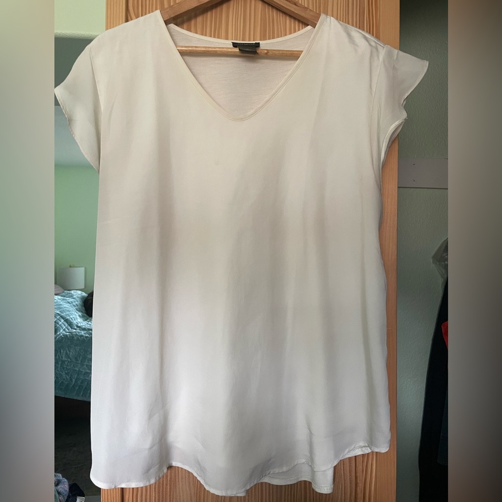 Ann Taylor Cream Short Sleeve Top